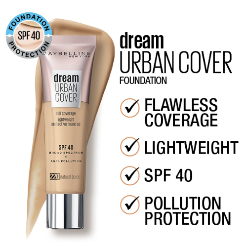 Maybelline Dream Urban Cover Spf 40 Foundation 30ml Free Post