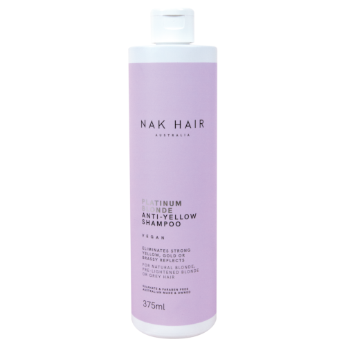 NAK Hair Platinum Blonde Anti-Yellow Shampoo 375ml + Free Post