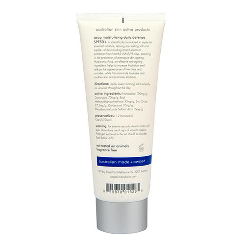 Asap Moisturising Daily Defence Spf 50+ 100ml + Free Post