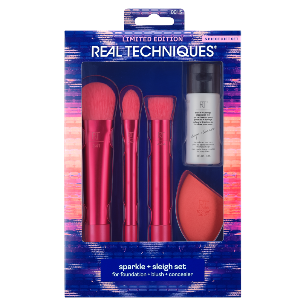 Real Techniques Limited Edition Naturally Radiant Sponge and Brush Kit, 4  Piece Gift Set 